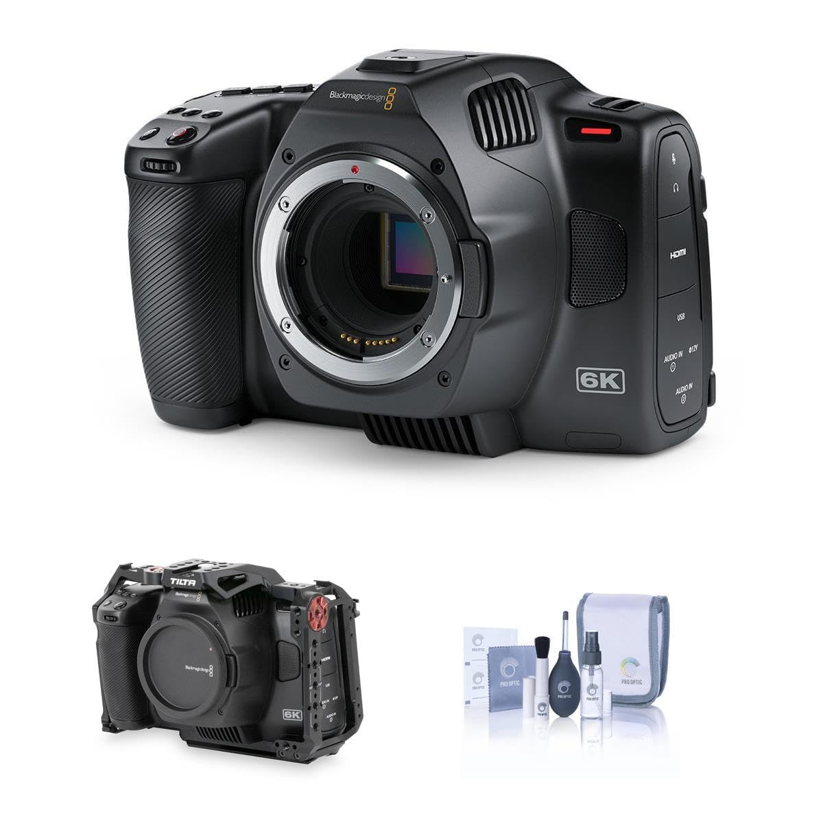 Blackmagic Design Pocket Cinema Camera 6K G2 Bundle with Full Cage, Cleaning Kit