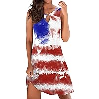 Cute Dresses,Independence Day for Women's 4 of July Printed Boho Sundress for Women Casual Summer Dress Round N