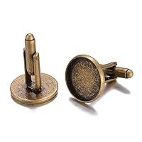Pandahall 20pcs Brass Men's Cufflinks Cuff Button Cabochons Frame Tray Bezel Cufflink Blanks Setting Tray: 16mm/0.63inch Antique Bronze
