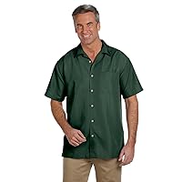 Harritton Men's Barbados Textured Camp Wrinkle Resistant Short Sleeve Dress Shirt, Palm Green, Large