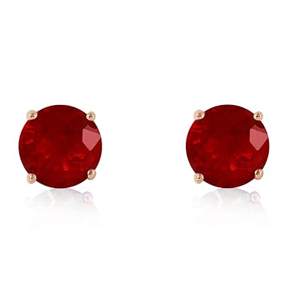 Galaxy Gold GG 14k Solid White, Rose, Yellow Gold Ruby Stud Earrings 3.5 ct s (CTW) Ruby- 3487