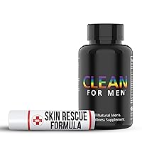 Re+Gen Nutrition Clean for Men Fiber Supplement & Skin Rescue Formula Defense and Support for Clear Skin 100% Natural! Peppermint Oil, Shea Butter, Natural Supplements for Bloating and Gut Health