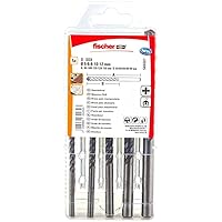 fischer Masonry Drill Bit Set, 5–12 mm Diameter, Drill Bits Set with Various Sizes, Tool for Drilling in Stone & Masonry, Pack of 5