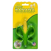 Baby Banana - Corn Cob Toothbrush, Training Teether Tooth Brush for Infant, Baby, and Toddler Green/Yellow Cornelius