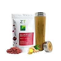 Dr. Zisman ZT Slimming - Goji-Ginger Detox Blend Tea (28 Tea Bags) + Double-Walled Stainless-Steel Tea Infuser Bottle or Travel Mug Cup Container
