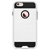 AMZER Hybrid Metto Dual Layer Slim Case Skin for iPhone 6/6s- Retail Packaging - White/Black