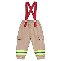 IMEKIS Baby Boys Astronaut Firefighter Pirate Costume 1st Birthday Outfits Pants with Suspenders Cake Smash Halloween Cosplay