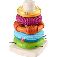 Stacking Toy Sensory Rock-A-Stack Rings with Fine Motor Activities on Roly-Poly Base for Infants Ages 6+ Months