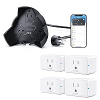 Smart WiFi Outdoor Plug, Weatherproof 15A Outdoor Smart Outlet Bundle with WiFi Bluetooth Outlets 4 Pack, App Control, Supports Alexa and Google Assistant, 2.4 GHz Network only
