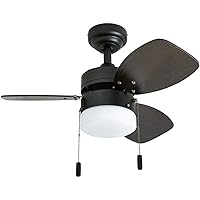 Honeywell Ceiling Fans Ocean Breeze, 30 Inch Modern Indoor LED Ceiling Fan with Light, Pull Chain, Dual Mounting Options, Dual Finish Blades, Reversible Motor - Model 50602-01 (Gilded Espresso)
