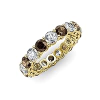 Smoky Quartz and Lab Grown Diamond 3 5/8 ctw Womens Eternity Ring Stackable 14K Gold