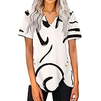 Womens Tshirts Trendy Dressy Tops Business Casual Tee Shirts Fashion Vacation Blouses Y2k Spring Outfits 2024 White