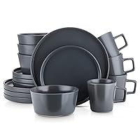 Coupe Stoneware Dinnerware Set, Service for 4, Gray Matte