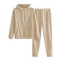 Women's Two Piece Outfits Tracksuit Hooded Sweatshirt Set Casual Hoodies Jogger Pants Track Suit Activewear Sets