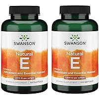 Vitamin E - Natural Vitamin Supplement Promoting Cardiovascular Health - Natural Formula Delivering Essential D-Alpha Tocopherols - (100 Softgels, 1000 IU Each) 2 Pack