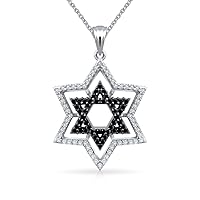 Traditional Magen Judaica Hanukkah Star of David Necklace Cleat Black Blue CZ, 14K Gold Plated .925 Silver Pendant for Women & Teens