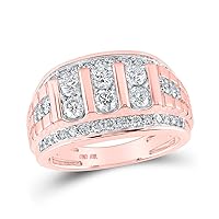 The Diamond Deal 10kt Rose Gold Mens Round Diamond Band Ring 1-1/2 Cttw