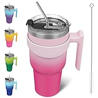 BJPKPK Tumbler With Handle 40oz Stainless Steel Insulated Tumbler Mugs With Lid And Straw For Women And Men,Sakura