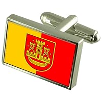 Klaipeda City Lithuania Sterling Silver Flag Cufflinks Engraved Box