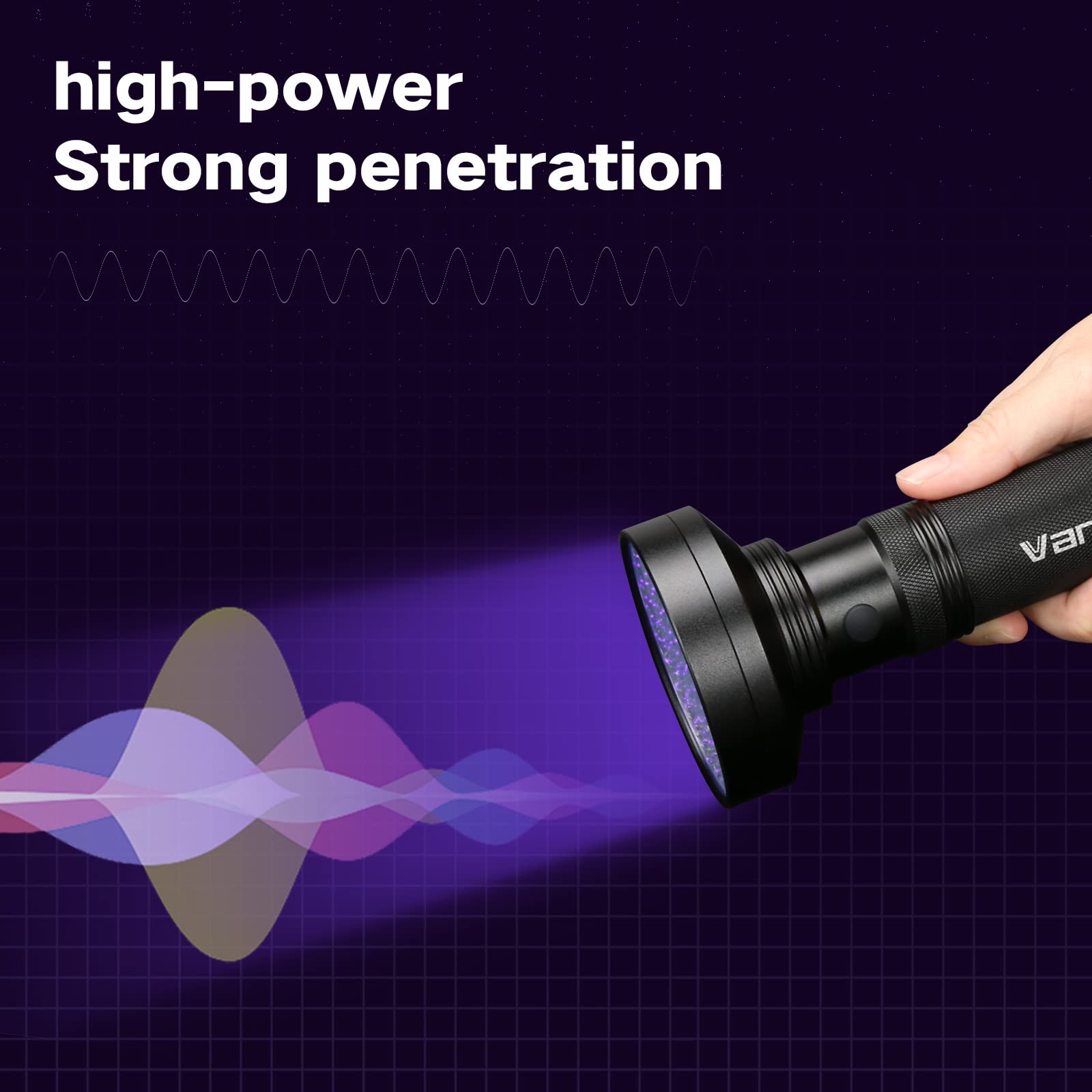Vansky UV Flashlight Black Light, 395 nM 21 LED 100 LED Ultraviolet Blacklight Detector for Dog Urine, Pet Stains and Bed Bug, Matching with Pet Odor Eliminator
