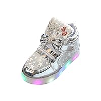 Kids LED Light Up Sneakers Breathable Sport Casual Girls Boys Shoes Adjustable Strap Flashing for Toddler/Little