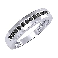 Dazzlingrock Collection Round Black Diamond Channel Set Wedding Ring for Men (0.50 ctw, Color Black, Clarity Opaque) in Gold