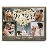 Personalized First Mother's Day Photo Collage Wall Art, Happy First Mother's Day Poster Canvas, Mom to Be Custom Photo, Expecting Mom Gift, Birthday Gift for New Mom