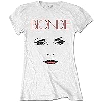 Blondie T Shirt Staredown Debbie Harry Logo Official Womens Junior Fit White