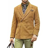 Men's Corduroy Double Breasted Blazer Sport Jacket for Men BLZ1099