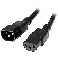 StarTech.com 6ft (1.8m) Heavy Duty Extension Cord, IEC 320 C14 to IEC 320 C13 Black Extension Cord, 15A 125V, 14AWG, Heavy Gauge Power Extension Cable, Heavy Duty AC Power Cord, UL Listed (PXT100146)