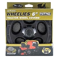 Wheelies Nitro Series - Riding Lawn Mower Tractor Wheel Covers - Snap Fit to the Rim - 6 inch Diameter (Black) / 2pk