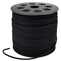 100 Yards Suede Cord, Leather Cord 2.6mm x 1.5mm Suede Lace Faux Leather Cord with Roll Spool Beading Craft Thread for Bracelet Necklace Beading DIY Handmade Crafts Thread (Black)