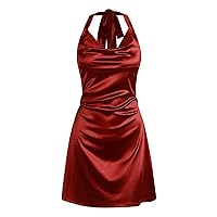 ZAFUL Women Solid Satin Dress for Cocktail Party