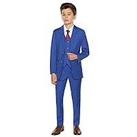 Kelaixiang Boys Blue Suits Set 3 Piece Slim Fit Suit Pants Vest Jacket for Wedding