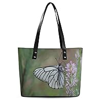 Womens Handbag Butterflies And Flowers Leather Tote Bag Top Handle Satchel Bags For Lady