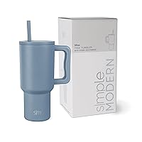 Simple Modern 30 oz Tumbler with Handle and Straw Lid | Insulated Cup Reusable Stainless Steel Water Bottle Travel Mug Cupholder Friendly | Gifts for Women Men Him Her | Trek Collection | Blue Dune