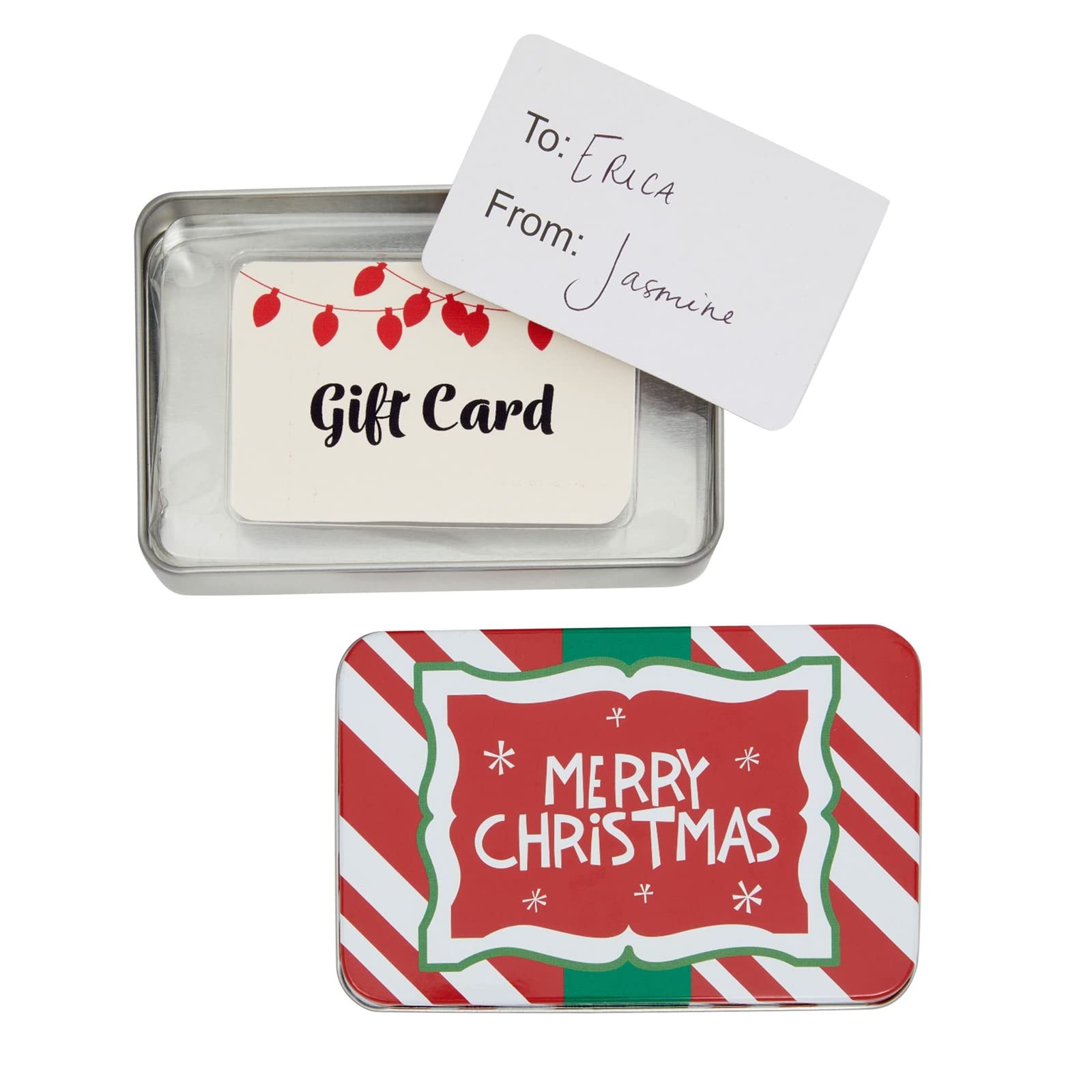 Juvale 5 Pack Christmas Gift Card Holders with Lids, Decorative Tin Boxes for Stocking Stuffers (4.9 x 3.2 x 0.8 In)