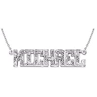 Rylos Necklaces For Women Gold Necklaces for Women & Men 14K White Gold or Yellow Gold Personalized 0.25 CTW Diamond Block Nameplate Necklace Special Order, Made to Order Necklace
