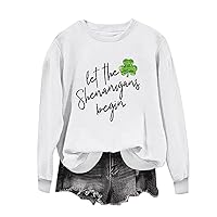 Womens St. Patricks Day Clover Shirt Long Sleeve Sweatshirt Irish Shamrock Letter Print Pullover Fitted Tunic Tops