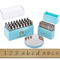 1/8inch 3mm Number and Letter Metal Stamp 63pcs with Metal Bench Block Set (A-Z & a-z &0-9 & Metal Bench Block & Stamp Jig)