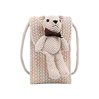 Crossbody Bags for Women Purses and Handbags Cotton Satchel Shoulder Bag Woven Messenger Phone Coin Bag Bear Doll