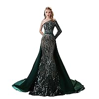 Green/Burgundy/Navy Blue Satin Mermaid Prom Evening Party Dress Gown Detachable Train