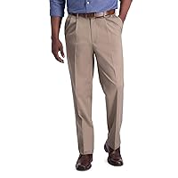 Haggar Men's Iron Free Premium Khaki Classic Fit Pleat Front Expandable Waist Casual Pant (Regular and Big & Tall Sizes)