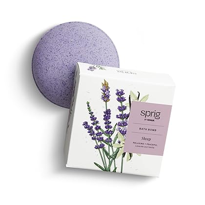 Sprig by Kohler Lavender + Vanilla Bath Bomb, Hypoallergenic, Made with Natural Botanicals & Premium Skincare Ingredients (Shea Butter, Coconut Oil, & Kaolin Clay) to Relax and Calm - Sleep