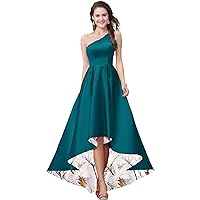 Camouflage Wedding Guest Dresses for Bridesmaid High Low Evening Formal Dress One Shoulder