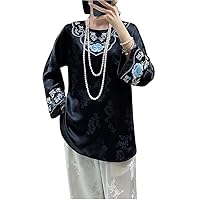 Chinese Style Top Women' Spring Jacquard Retro Ruyi Collar Embroidery Elegant Shirt