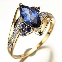 Blue Sapphire 18K Gold Filled Womens Rings Size 6-12 Engagement Jewelry (7)