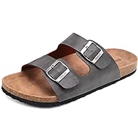 ONCAI Mens Sandals,Beach Slides Cork Footbed Slippers with Adjustable Buckle Straps Size 7-13