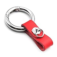 FEYOUN Key Chain Car Key Clip Quick Release Leather Car Keychain for Men and Women - Red Color, with Anti-Lost Ring, Short