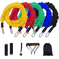 MADALIAN 100-150LB Tube Resistance Bands Set with Protective Nylon Sleeves Fitness Elastic Bands for Home Training Workout Equipment